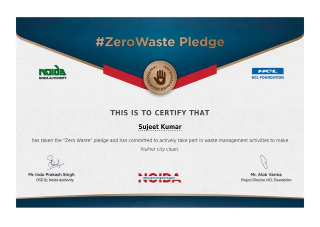 #ZeroWaste Pledge certificate